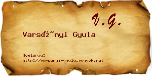 Varsányi Gyula névjegykártya